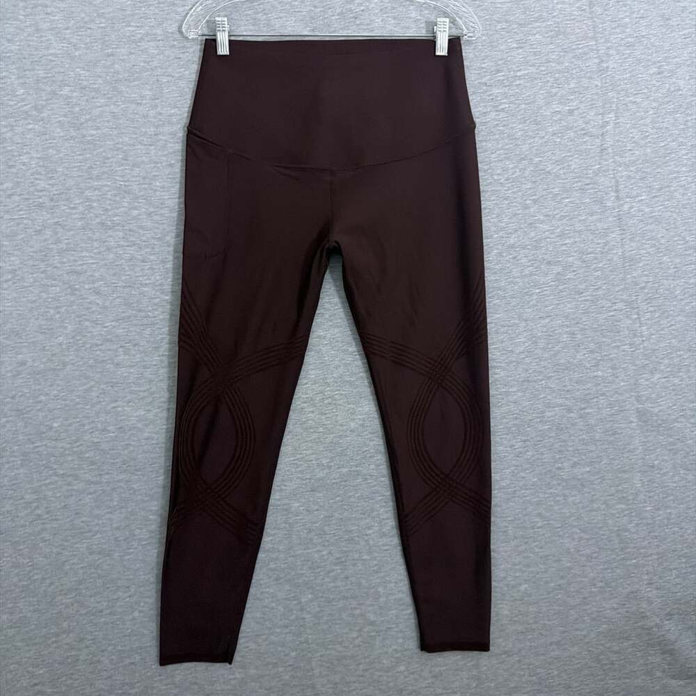 Fanka Women's XL Red / Brown High Waisted Body Sculpt Side Pocket 7/8 Leggings